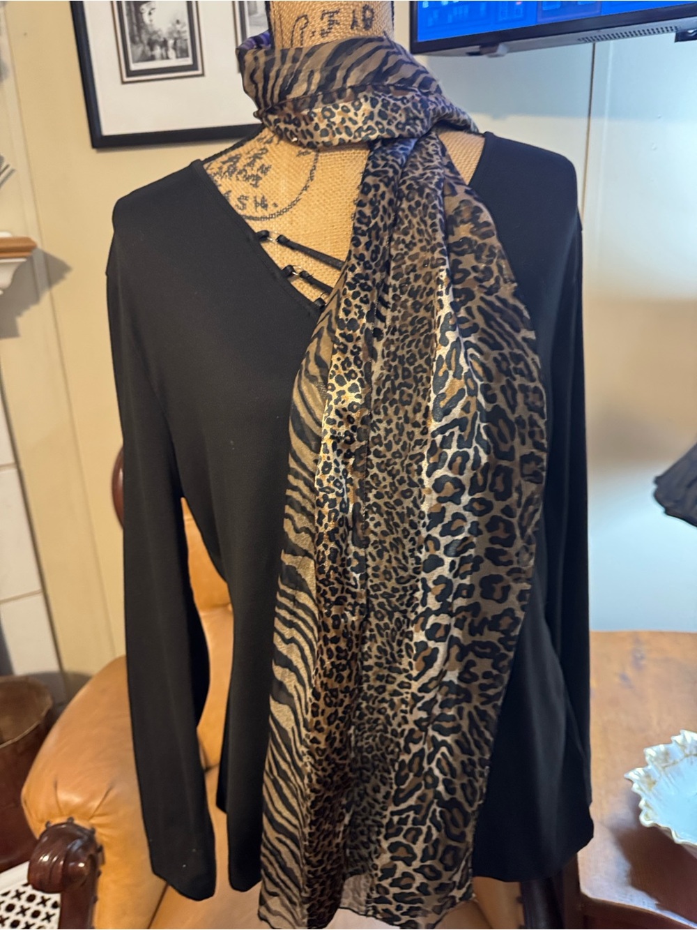 Animal Print Lightweight Scarf - Brown Multi